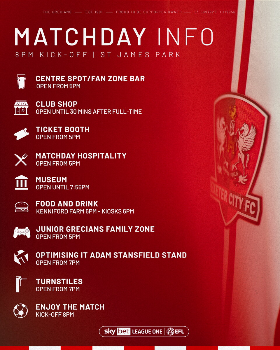 Info for 8pm kick-off