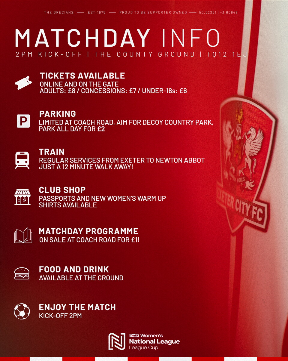 Matchday info for Exeter City Women v Watford Women