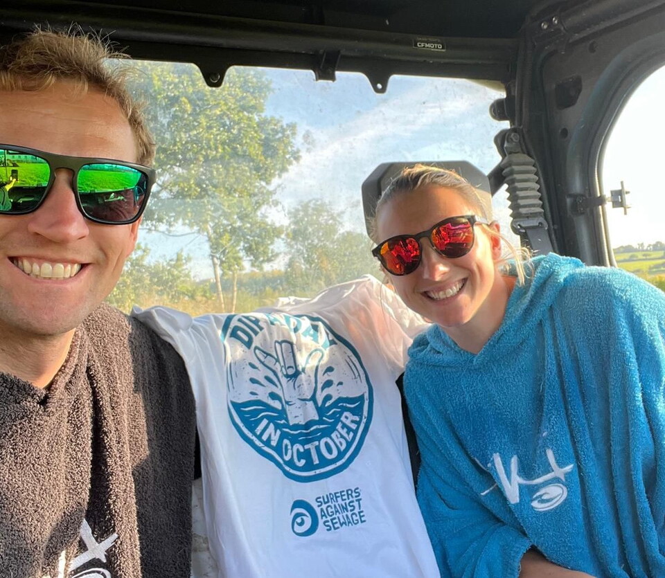 Bow Jackson and her partner Theo after their first dip!