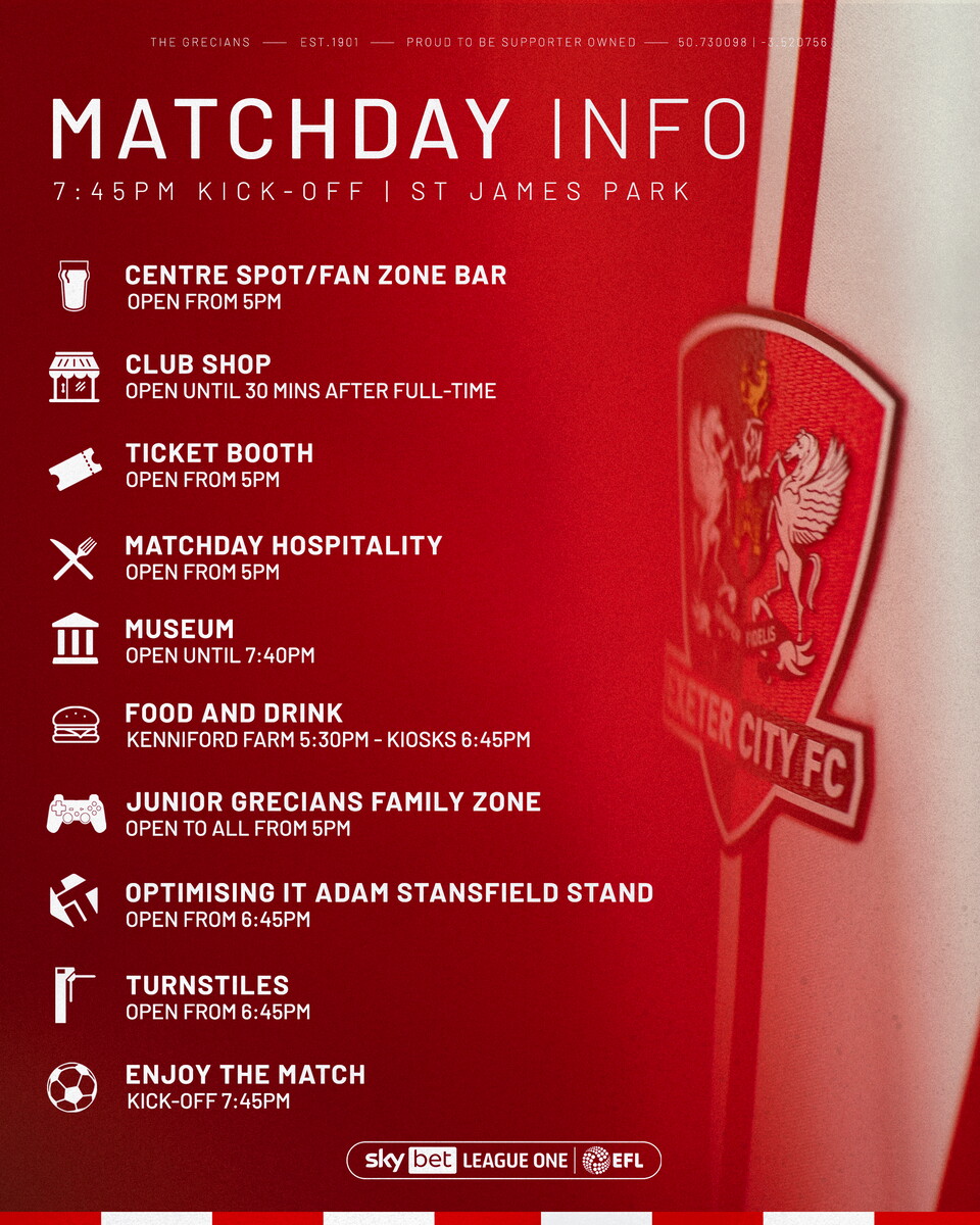 Key timings for a 7:45pm kick-off