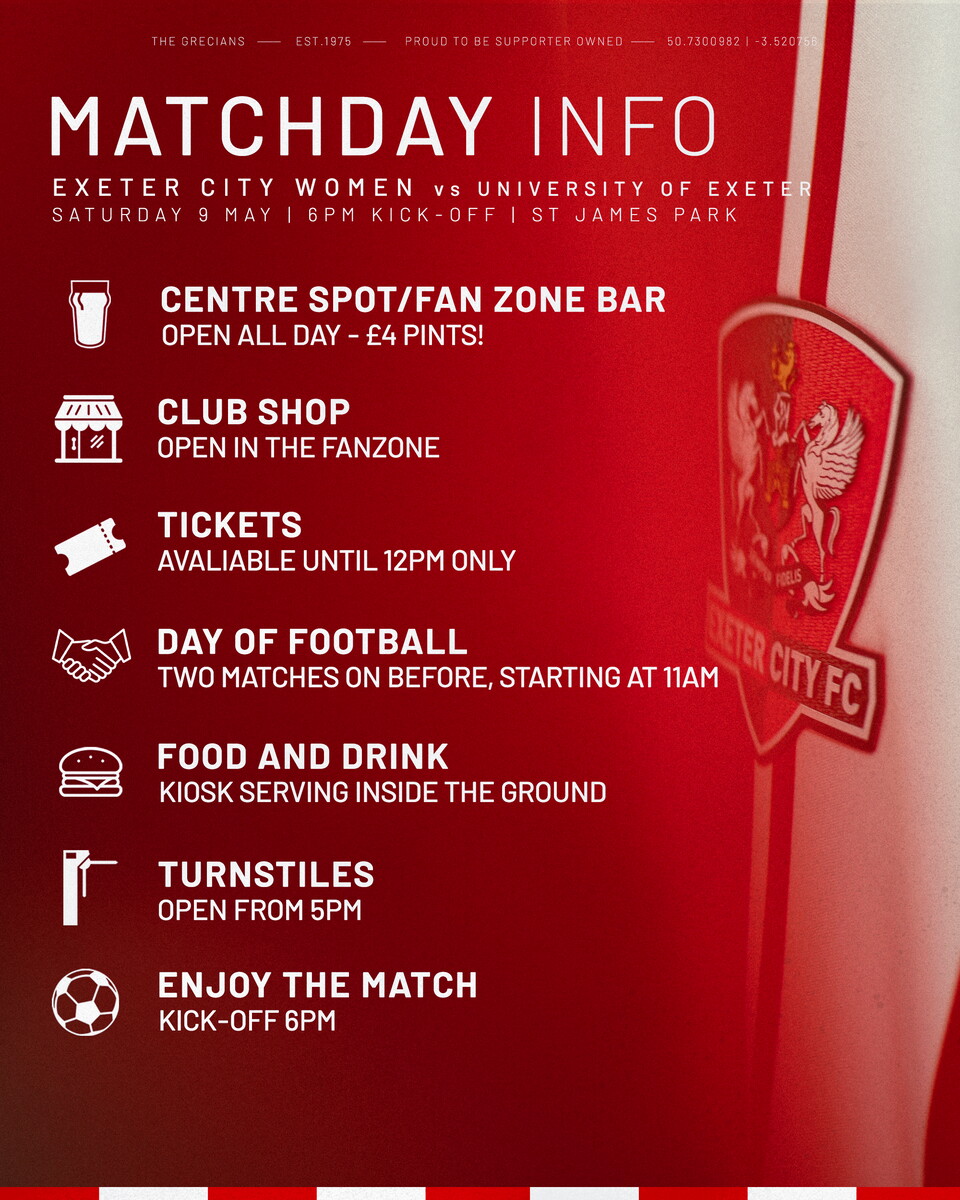 updated matchday info for city women vs uni
