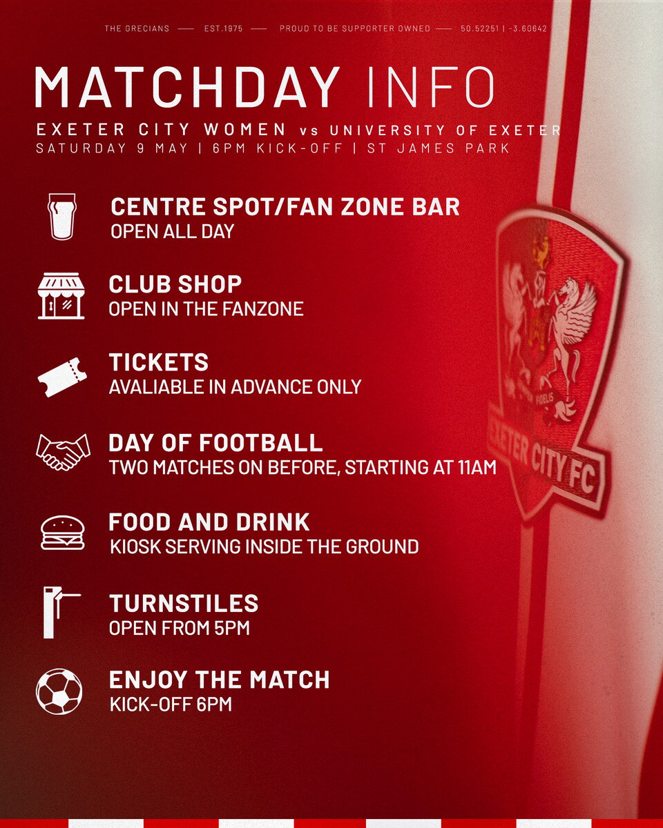 Matchday info for the Exeter City Women vs Uni match