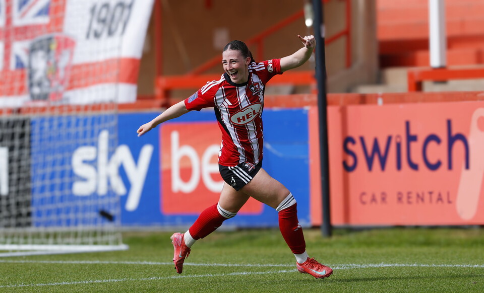 Image of Georgia Vaccaro celebrating at St James Park