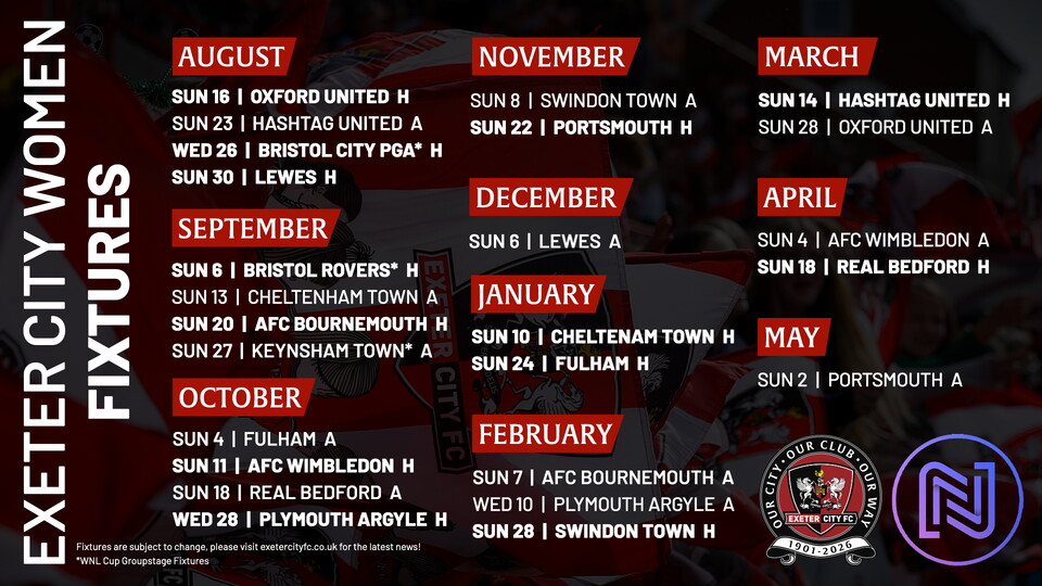 Exeter City Women fixtures 26/27