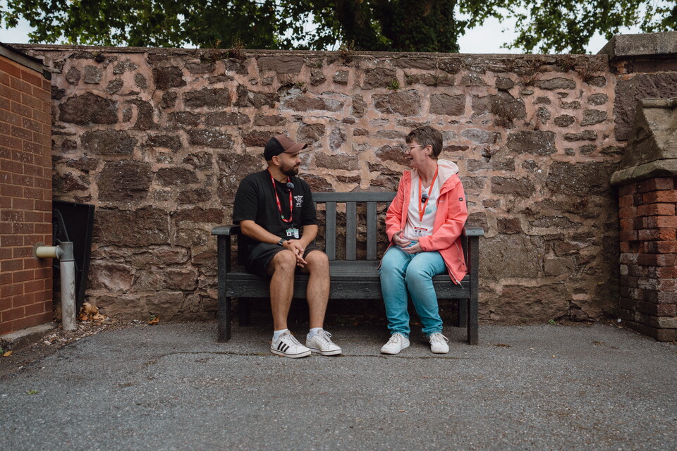 Sharon on the talking bench