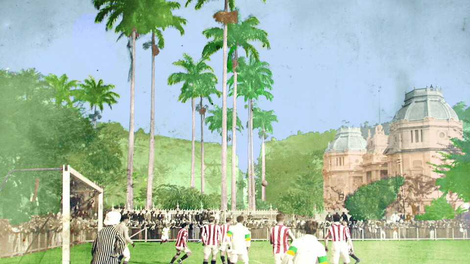 A photo that shows Exeter City's match against the Brazil national team in 1914