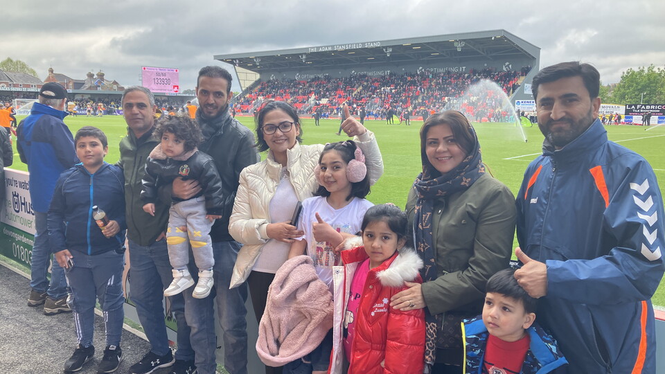 A group of Afghan refugees inside St James Park