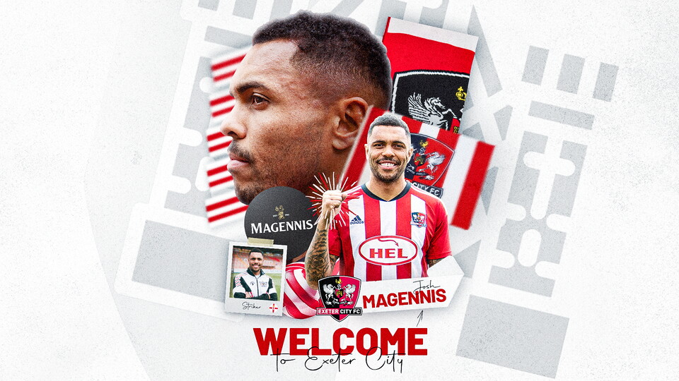 Image of 'Welcome Josh Magennis' with three photographs of him
