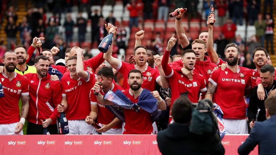 Wrexham FC celebrating promotion