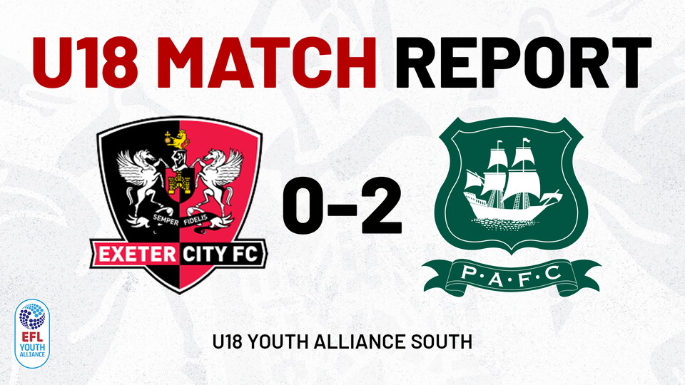 Graphic for U18 Match Report, Exeter City 0 Plymouth Argyle 2 in the U18 Youth Alliance South