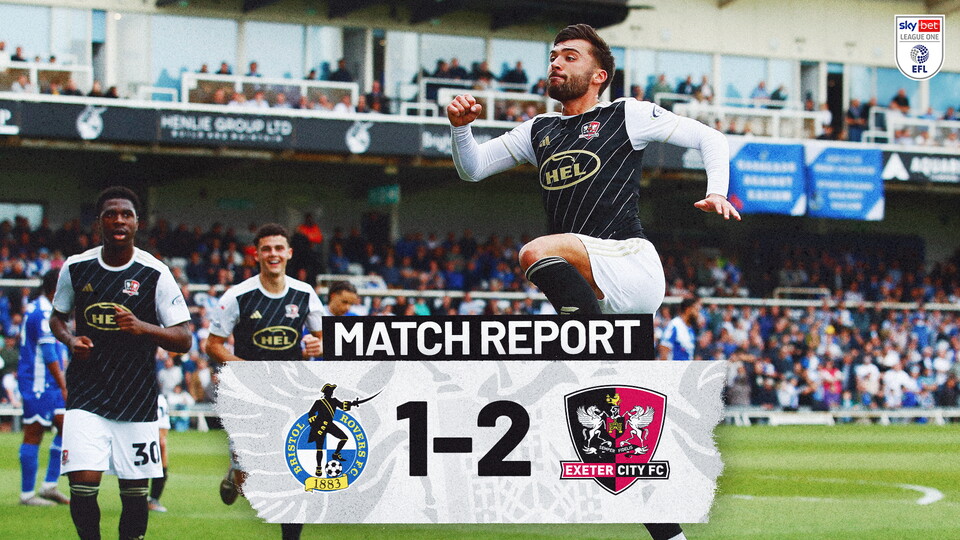 match report graphic for Bristol Rovers 1 Exeter City 2