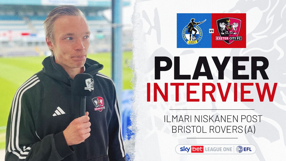 Player interview graphic for Ilmari Niskanen post Bristol Rovers (A)