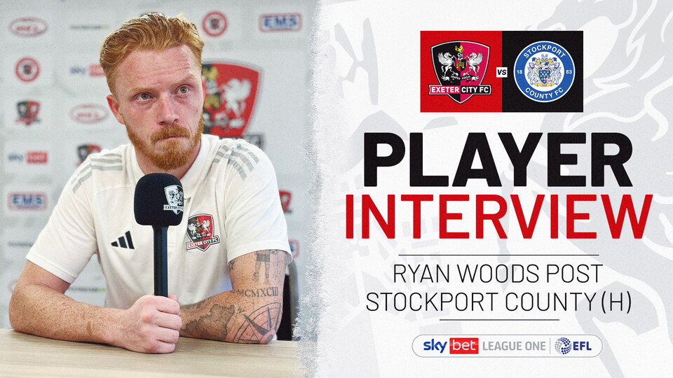 Player interview graphic for Ryan Woods post Stockport County (H)
