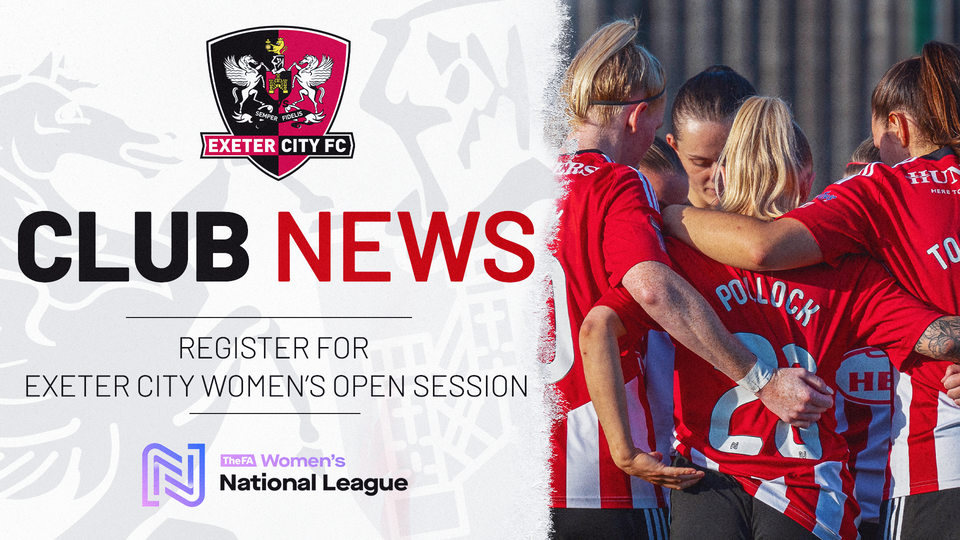 Open Session Club News Graphic for Exeter City Women