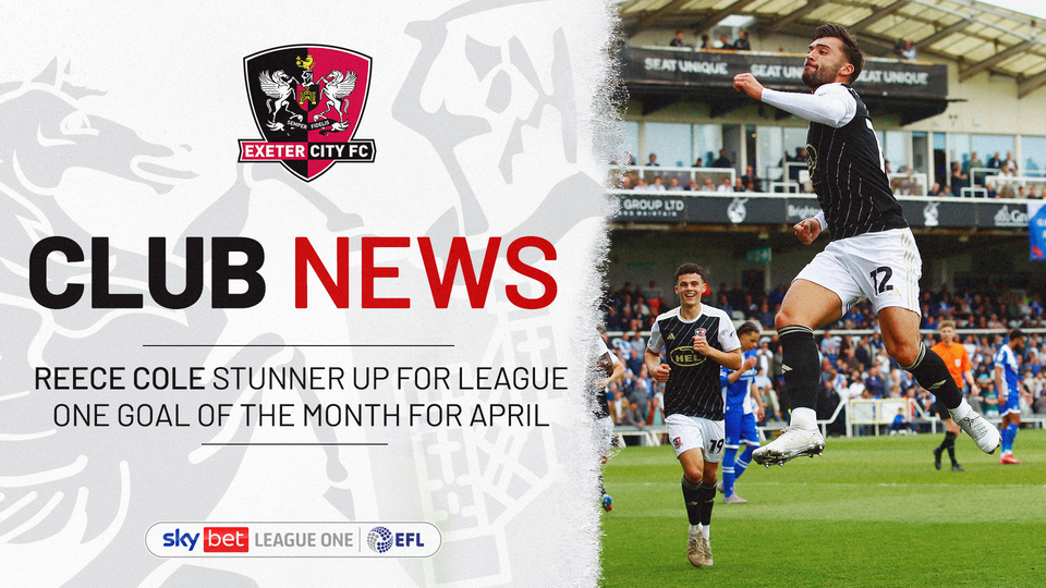 Reece Cole nominate for Goal of the Month