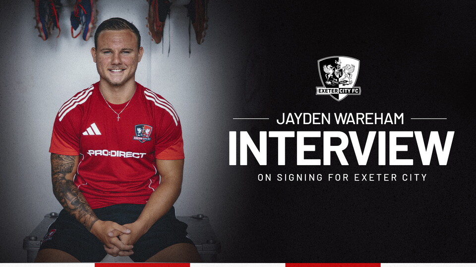 Interview graphic for Jayden Wareham on Joining Exeter City Football Club