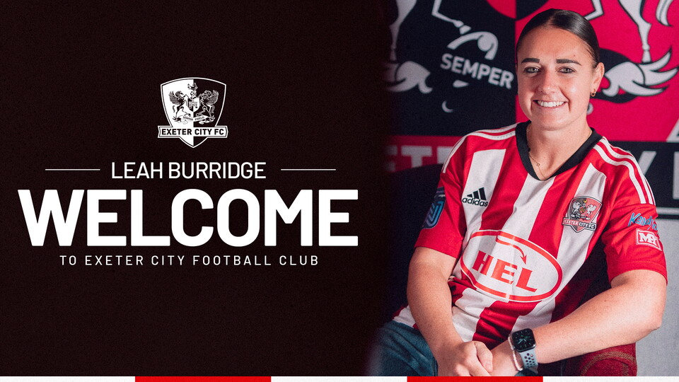 Welcome graphic for Leah Burridge to Exeter City Women