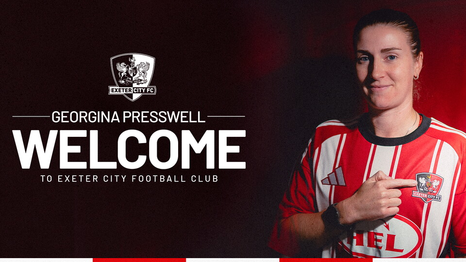 Graphic that states Georgina Presswell, welcome to Exeter City