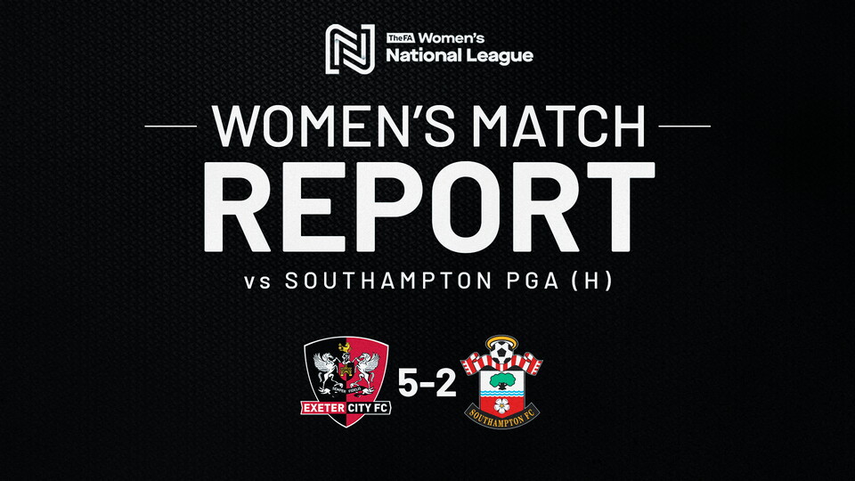 Match report graphic for Exeter City Women 5 Southampton Women PGA 2