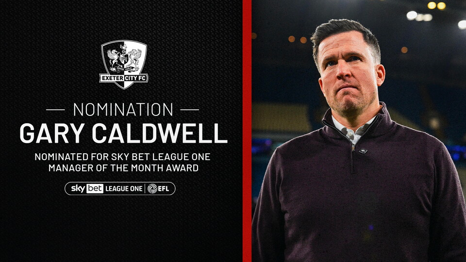 Gary Caldwell nominated for EFL Sky Bet League One Manager of the Month