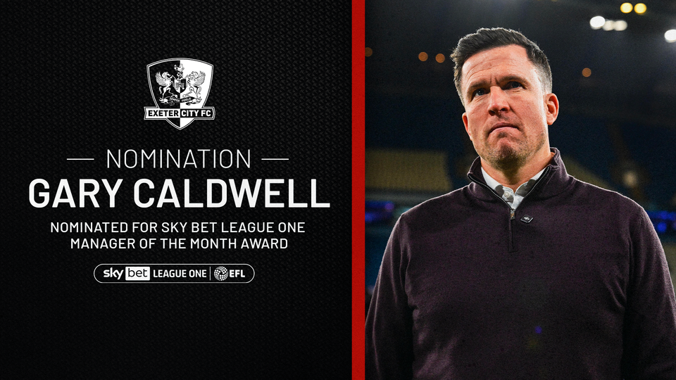 Gary Caldwell nominated for EFL Sky Bet League One Manager of the Month