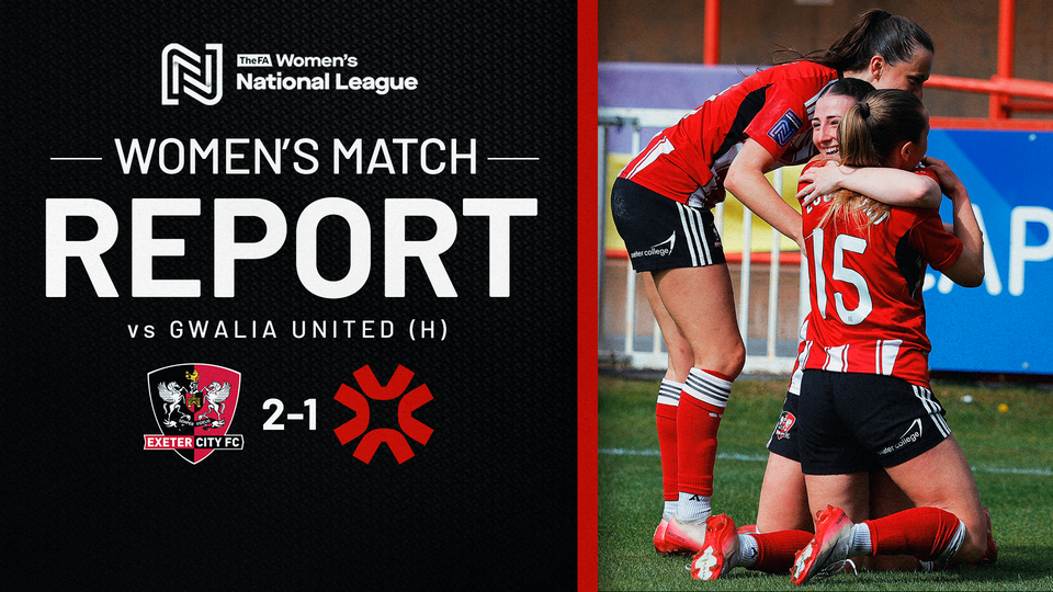 Women's Match Report graphic for 2-1 win against Gwalia United