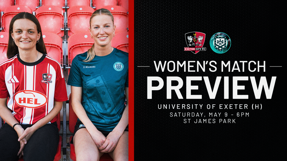 Women's match preview graphic for Exeter City Women v University of Exeter Women