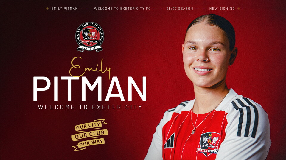 Signing graphic for Emily Pitman for Exeter City Women